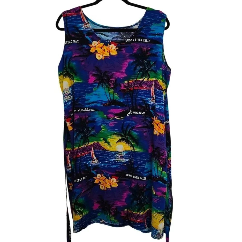 Womens Unbranded TropicalβJamaica Print Swim Cover-Up Vibrant Colors Size L/XL